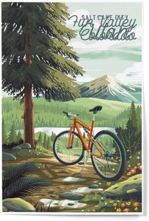 Lantern Press 12x18 Inch Art Print Wall Decor, Fun Valley, Colorado, Off To Wander, Cycling with Mountains