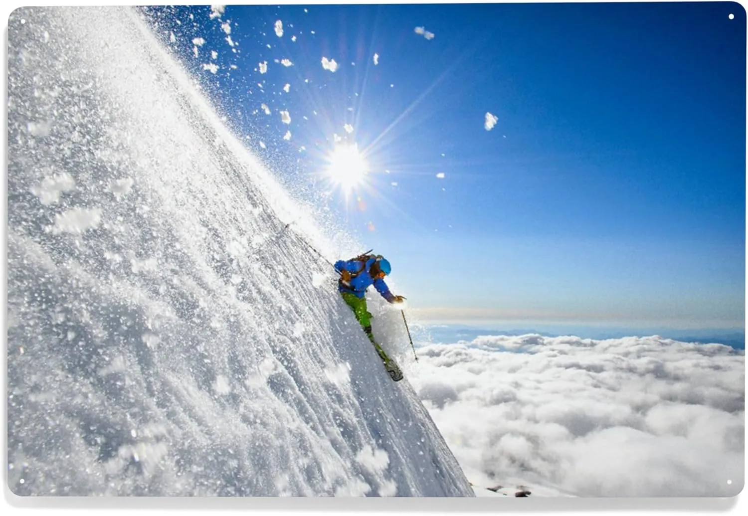 Lantern Press 12x18 Inch Metal Sign, Steep Volcano Skiing