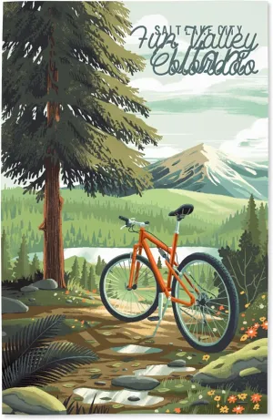 Lantern Press 16x24 Inch Giclee Print, Fun Valley, Colorado, Off To Wander, Cycling with Mountains