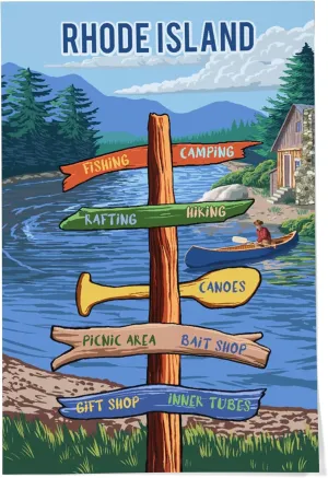 Lantern Press 24x36 Inch Giclee Print, Rhode Island, Signpost, River