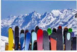 Lantern Press 36x54 Inch Giclee Print, Full Ski Rack and Snowy Mountain Range