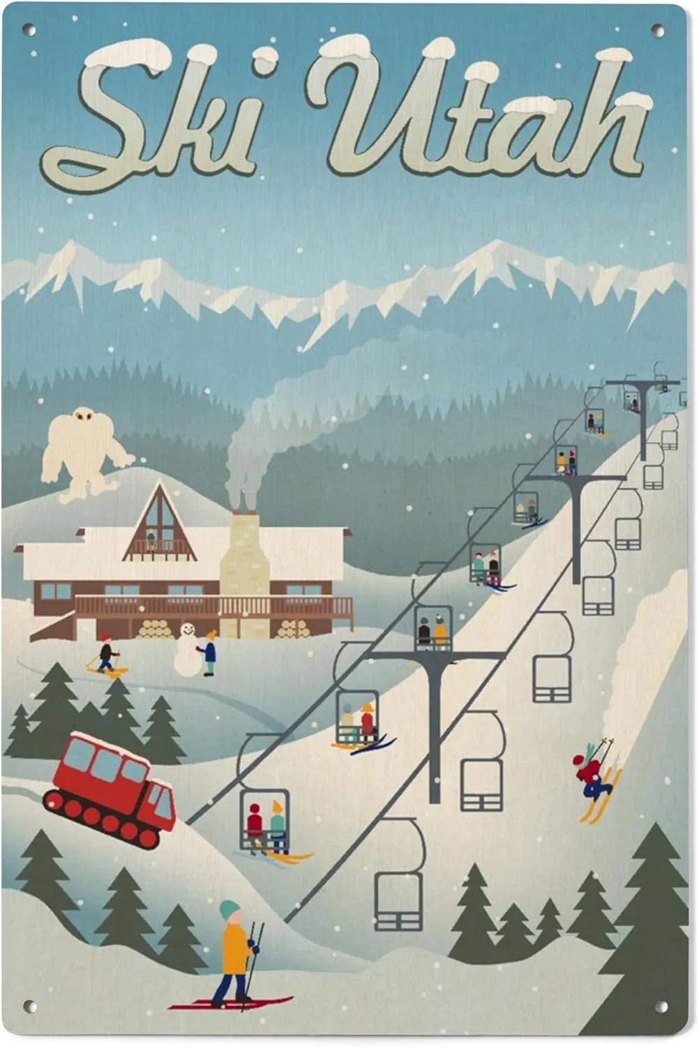 Lantern Press 6x9 Inch Wood Sign, Ready to Hang Wall Decor, Ski Utah, Retro Ski Resort