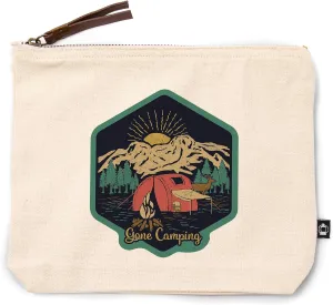 Lantern Press Gone Camping, Camping Scene, 100% Cotton Zipper Pouch, Travel Accessory, Go Bag