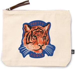 Lantern Press Lush Environment Collection, Tiger Portrait, Pretty Fierce, 100% Cotton Zipper Pouch, Travel Accessory, Go Bag