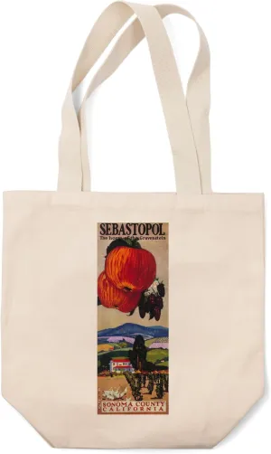 Lantern Press Sebastopol, California, Home of The Gravenstein, Vintage Advertisement (100% Cotton Canvas Reusable Tote Bag)