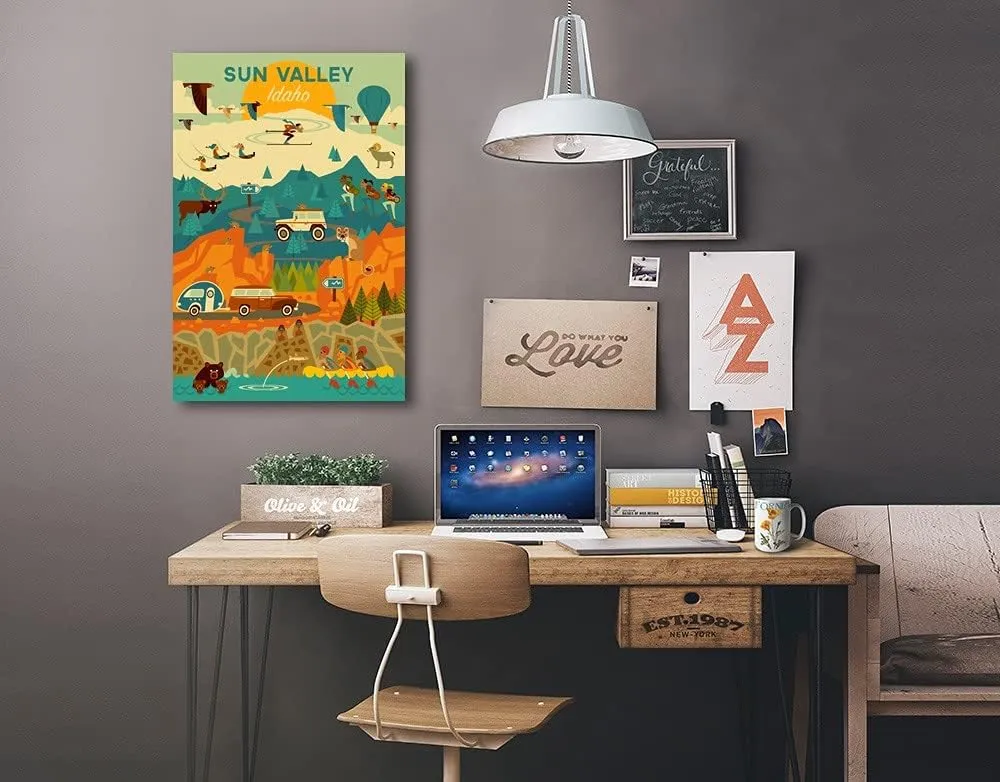 Lantern Press Sun Valley, Idaho, Geometric, (24x36 Wrapped Canvas, Wall Decor, Artwork)