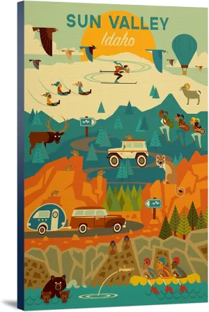 Lantern Press Sun Valley, Idaho, Geometric, (24x36 Wrapped Canvas, Wall Decor, Artwork)