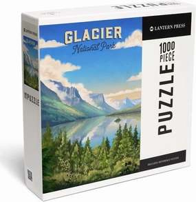 Lantern Press 1000 Piece Jigsaw Puzzle, Glacier National Park, Montana, Oil Painting