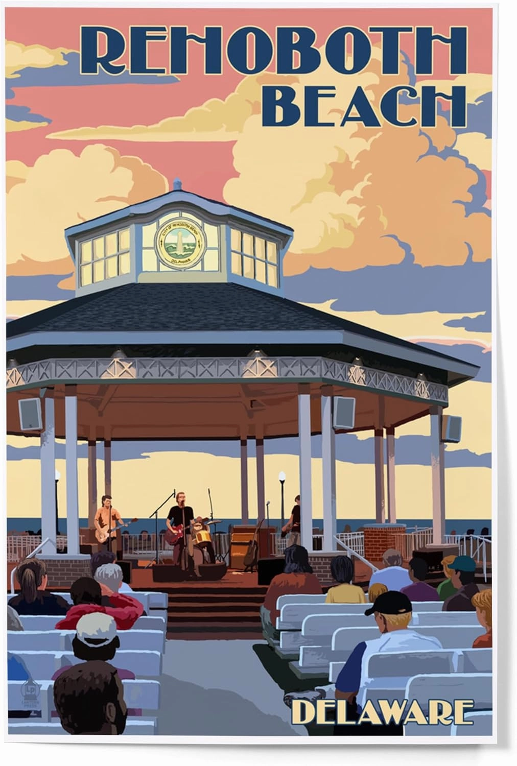 Lantern Press 12x18 Inch Art Print Wall Decor, Rehoboth Beach, Delaware, Bandstand