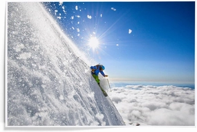 Lantern Press 12x18 Inch Art Print Wall Decor, Steep Volcano Skiing