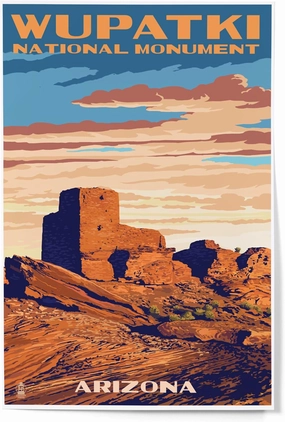 Lantern Press 12x18 Inch Art Print Wall Decor, Wupatki National Monument, Arizona
