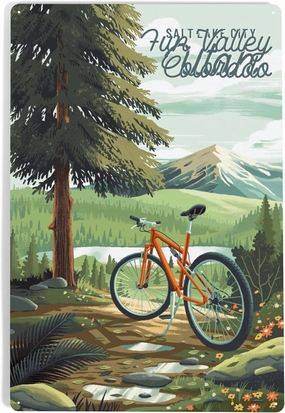Lantern Press 12x18 Inch Metal Sign, Fun Valley, Colorado, Off To Wander, Cycling with Mountains