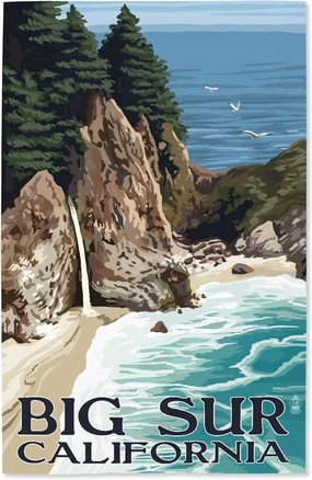 Lantern Press 16x24 Inch Giclee Art Print Wall Decor, Big Sur, California, McWay Falls