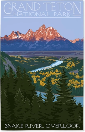 Lantern Press 16x24 Inch Giclee Art Print Wall Decor, Grand Teton National Park, Wyoming, Snake River Overlook