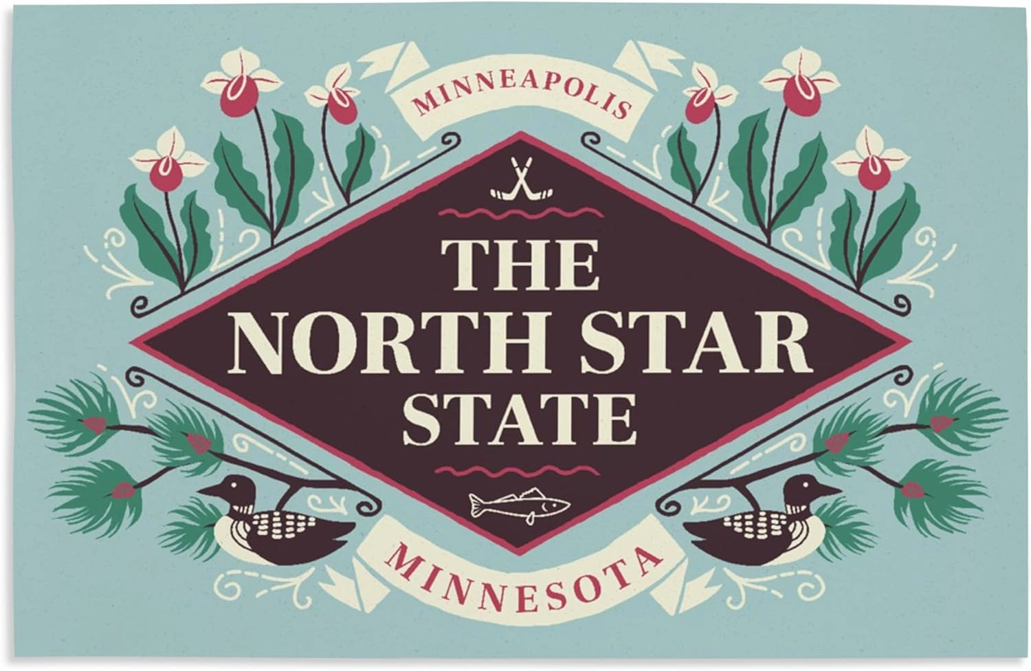 Lantern Press 16x24 Inch Giclee Print, Minneapolis, Minnesota, State Motto Crest, State Series