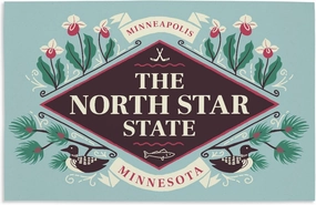 Lantern Press 16x24 Inch Giclee Print, Minneapolis, Minnesota, State Motto Crest, State Series