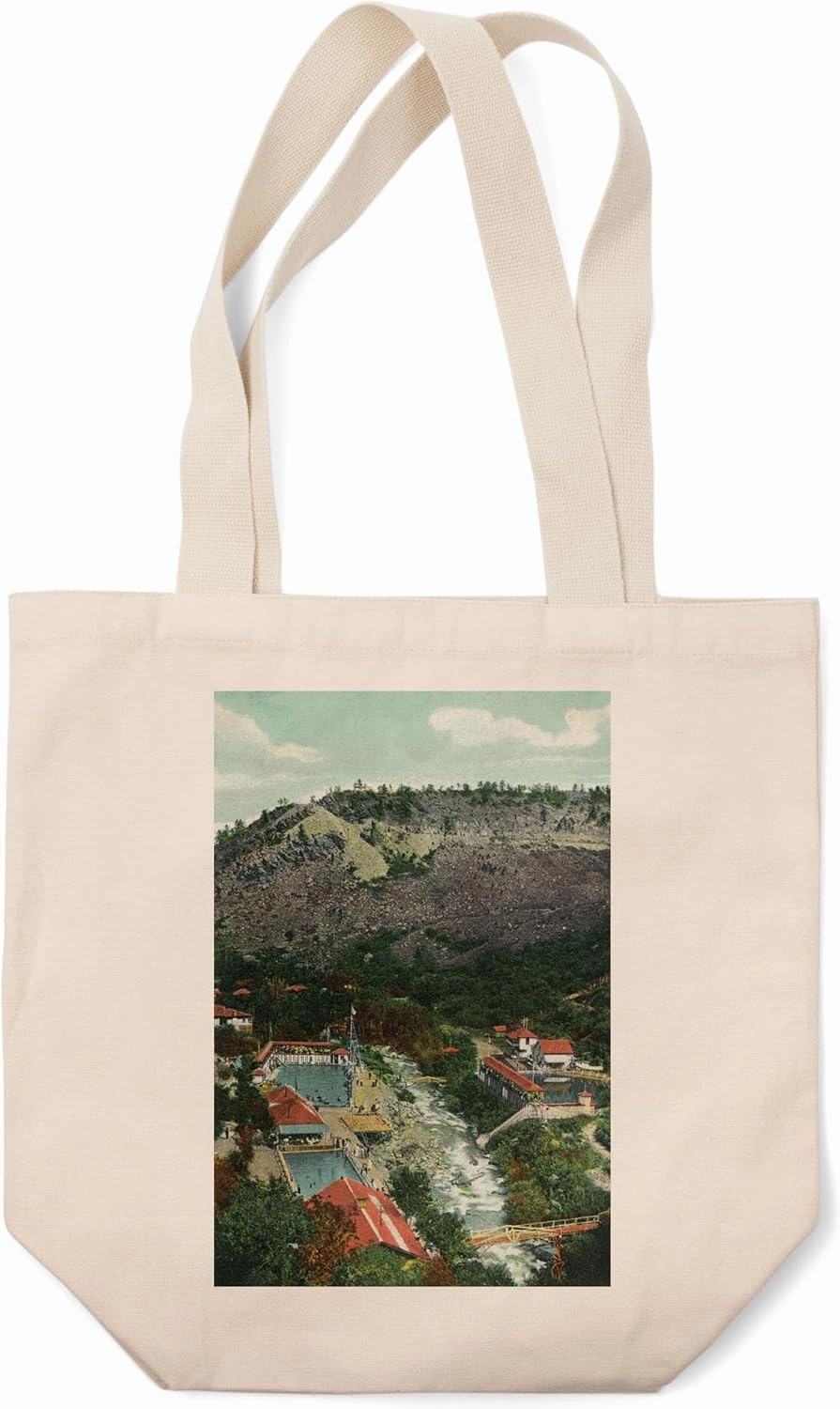 Lantern Press Eldorado Springs, Colorado, Southeastern Aerial View of The Town (100% Cotton Canvas Reusable Tote Bag)