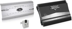 Lanzar 2 Channel 6000 Watt Car Stereo Amp and 4 Channel 2000 Watt Slim Car Audio Amplifier Bundle