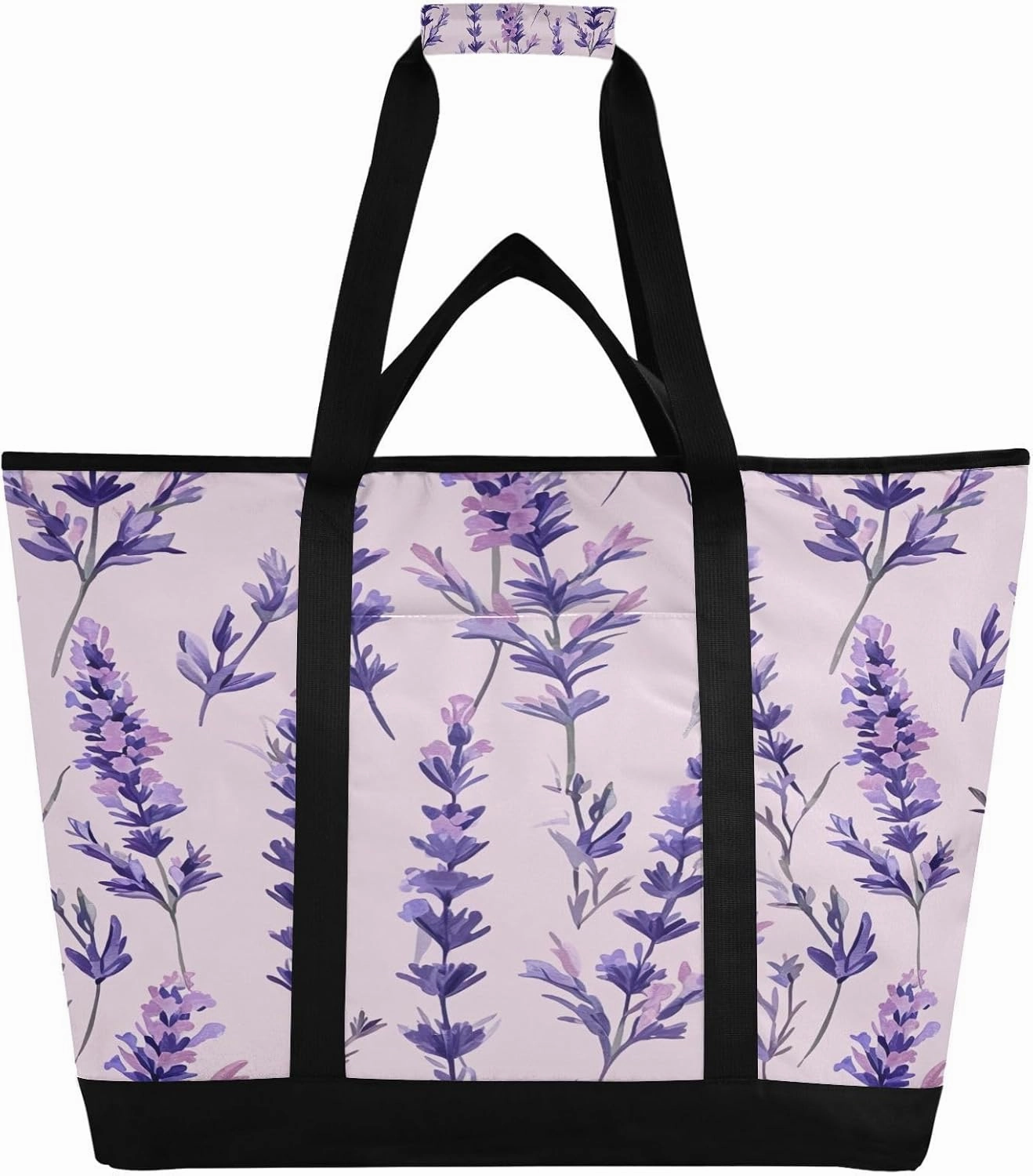 Lavender Reusable Insulated Lunchbox Cooler Bag, Leakproof Kitchen Grocery Bag Collapsible Portable Cooler Tote Bag for Picnic, Camping, Office, Travel