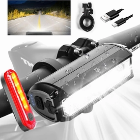 LED Bike Light 2000LM 5200mAh USB Rechargeable 4 Modes IPX6 Waterproof Easy Install for Road/Mountain Bikes