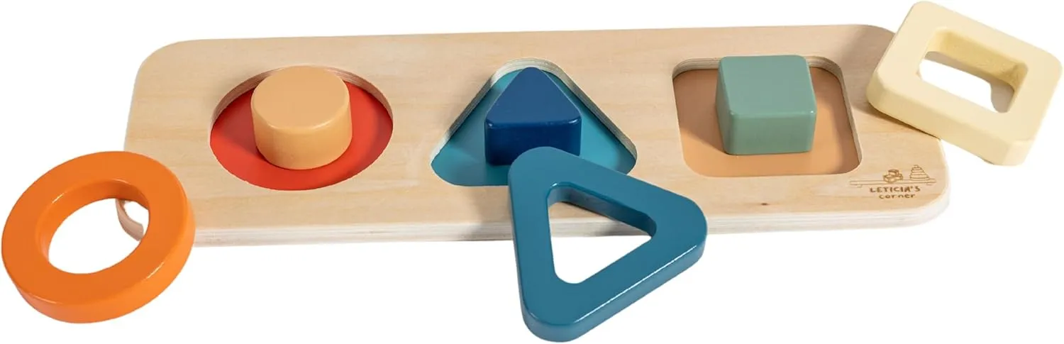 Leticia's Corner Montessori-Inspired 3D Shapes Puzzle, Toddler Geometric Puzzle