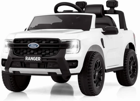 Licensed Ford Ranger Ride on Car for Kids by OLAKIDS, 12V Electric Vehicle Truck with Remote Control, Toddlers Battery Powered Toy with 2 Speeds Wheels Suspension Storage Space Bluetooth USB (White)