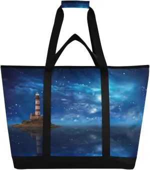 Lighthouse Reusable Insulated Lunchbox Cooler Bag, Leakproof Kitchen Grocery Bag Collapsible Portable Cooler Tote Bag for Picnic, Camping, Office, Travel