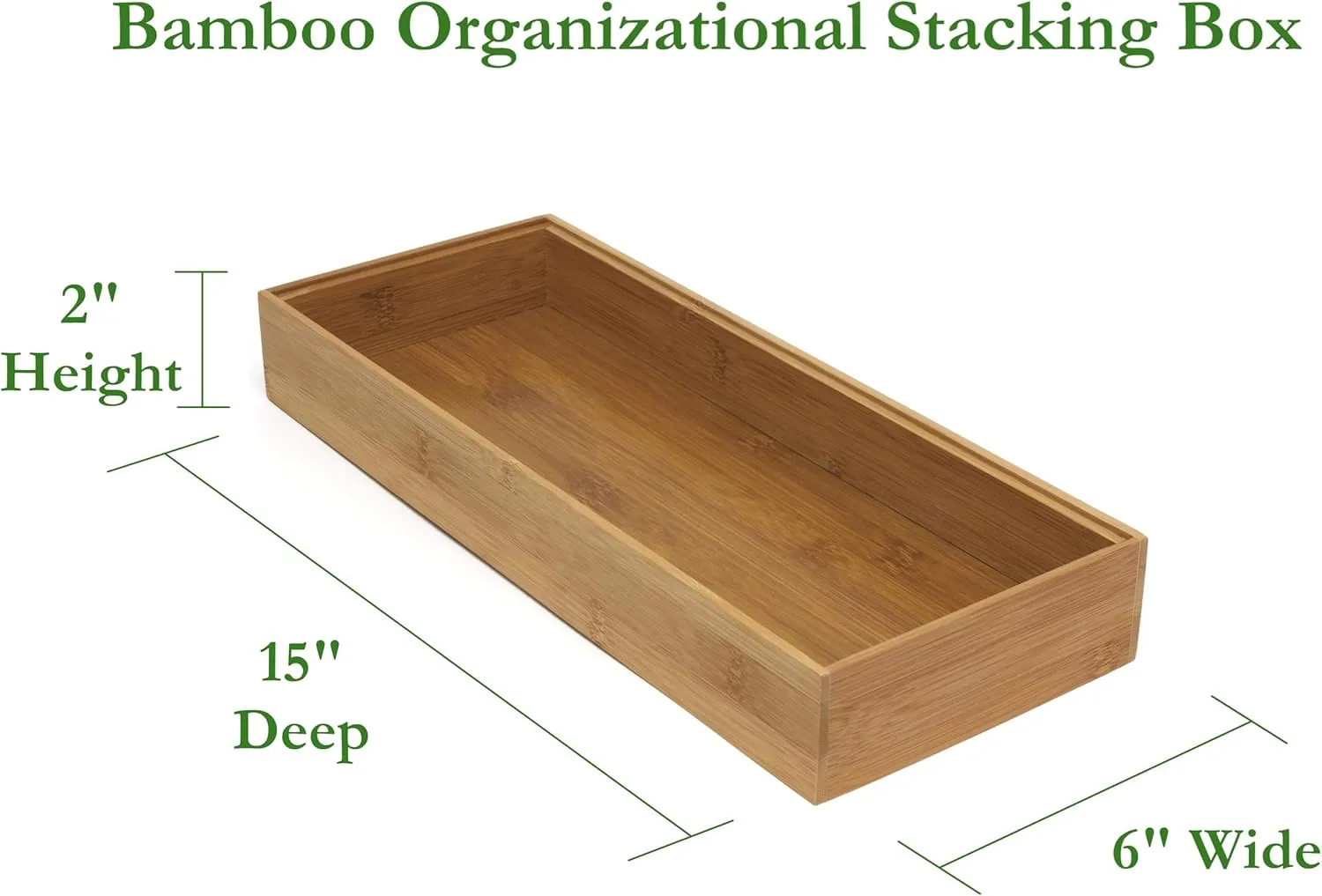 Lipper International 8186S Bamboo Wood Stacking Drawer Organizer Box, 6" x 15"