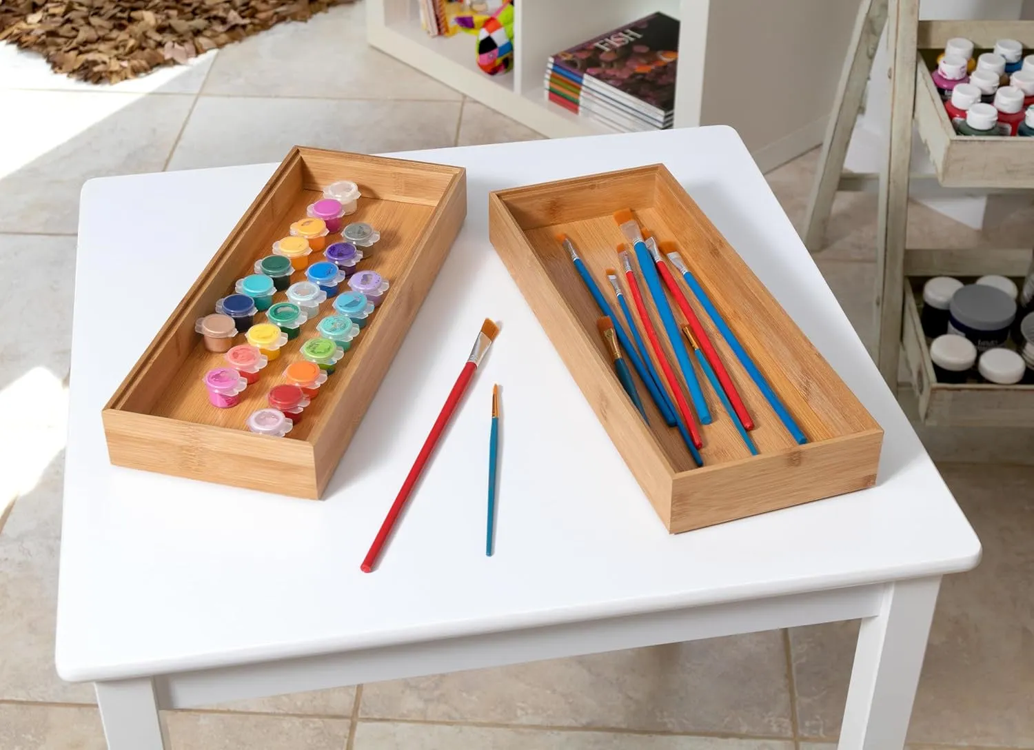 Lipper International 8186S Bamboo Wood Stacking Drawer Organizer Box, 6" x 15"