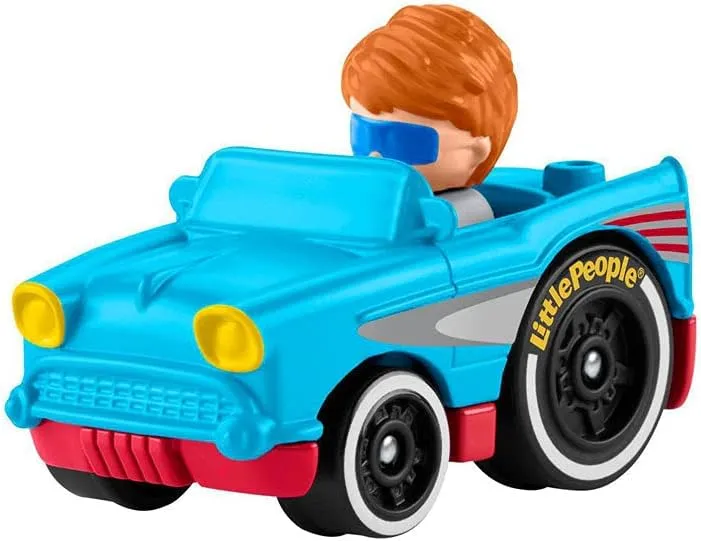 Little People Wheelies Retro Convertible - GMJ25 ~ Baby Blue and Red Car