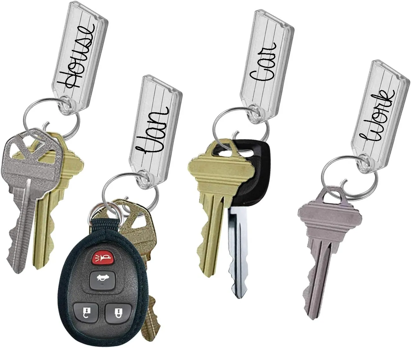 Lucky Line Key Tag with Tang Easy Key Ring, Clear, Box of 100 (1230010)