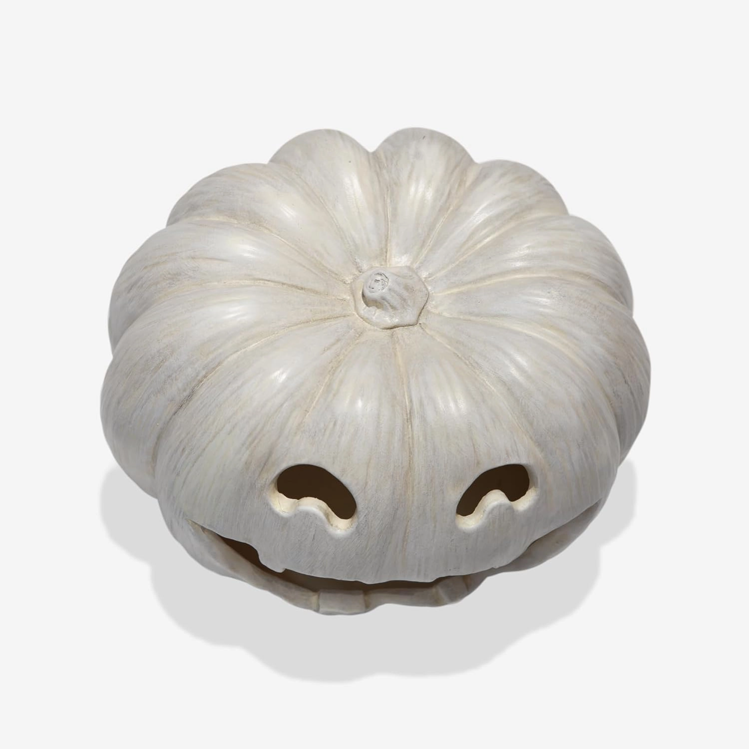 Luminara Jack-o'-Lantern Pumpkin Tealight Holder - Perfectly Pale 10"x6.75" - Halloween Dry Brush Resin Fall Home Autumn Harvest Festival Party Decor