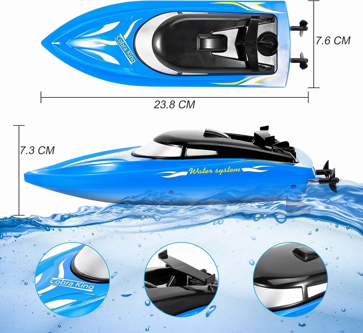Lumiparty 2PACK RC Boat,Remote Control Boats for Kids and Adults,10km/H 2.4G High Speed Remote Control Boat,Fast RC Boats for Pools and Lakes with 4 Rechargeable Battery.(Blue Yellow)