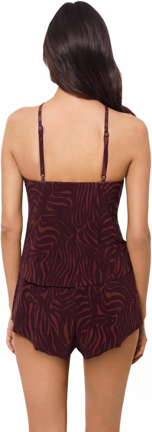 MagicSuit Women's Swimwear Goldie Underwire Romper One Piece Swimsuit, Brown/Multi, 08