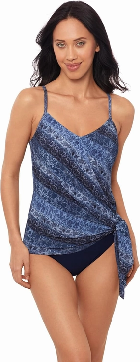 MagicSuit Women's Swimwear Via Roma Alex Underwire Adjustable Tankini Top, Blue/Multi, 16
