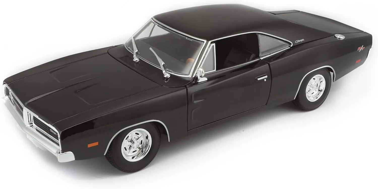 Maisto M31387BK 1969 Dodge Charger Classic Super Car Die cast Model, Black