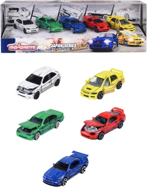 Majorette - Japan Series Diecast Vehicle Giftpack - 5 Pack - Japanese Die Cast Toy Cars, Model Cars for Collectors or Kids 3 , Featuring Nissan, Toyota, Mitsubishi, Honda with Special Anime Paint