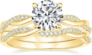 Mameloly 1.5ct Engagement Rings for Women Round Bridal Ring Sets Cubic Zirconia Wedding Band Twisting Infinity Pave Set Size 3-12