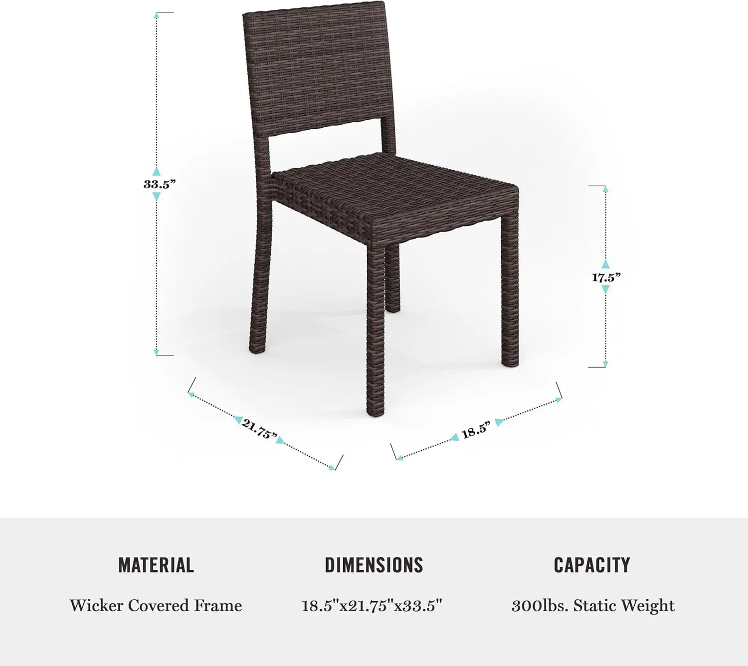 Martha Stewart Bedford Indoor-Outdoor Stackable Patio Chairs with Rattan Wicker Finish in Brown, Set of 2