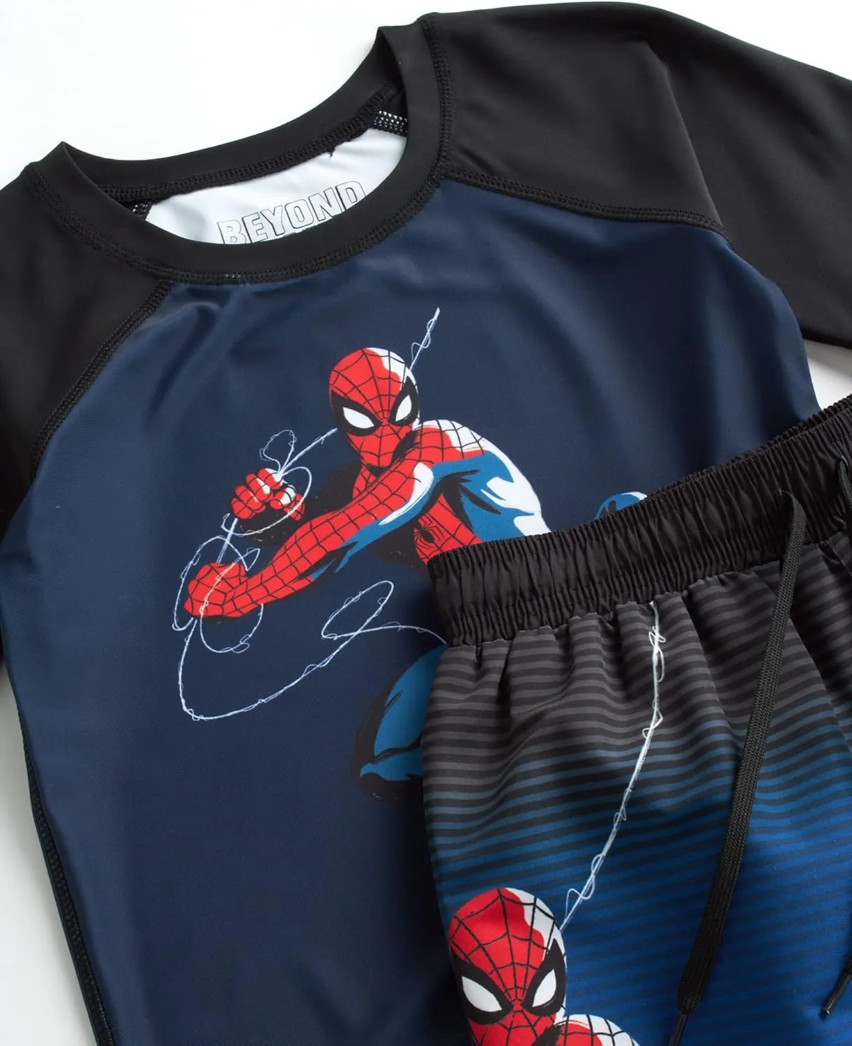 Marvel Boys Rash Guard Set - 2 Piece Spiderman Spidey & His Amazing Friends UPF50  Swim Shirt & Swim Trunks for Boys (2T-12)