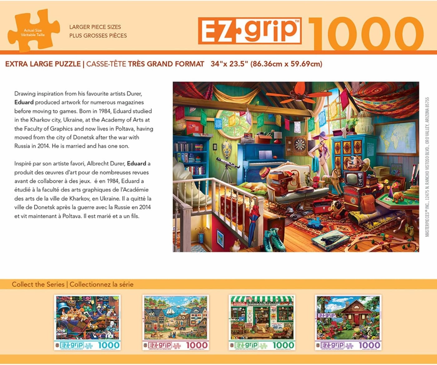MasterPieces 1000 Piece EZ Grip Jigsaw Puzzle for Adults, Family, Or Youth - Attic Treasures - 23.5"x34"