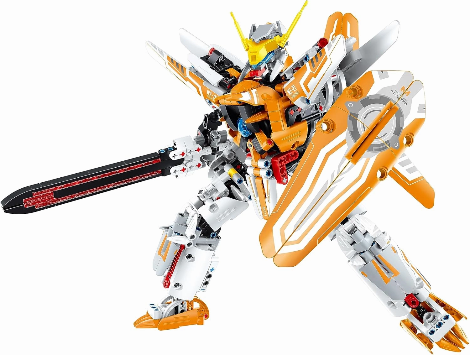 Mechanical Master - Mecha Orange/White - 833pcs - Bricks Robot Model Figure, Building Blocks Activity Set, Adjustable Joints