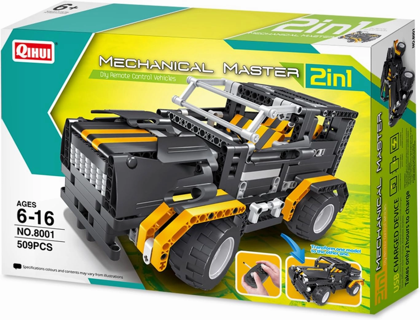 Mechanical Master R/C Block Car 2-in-1 Black Jeep Kit R/C Vehicle