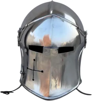 Medieval Black Barbuta Helmet, Brushed Steel Medieval Knight Helmet Adult for Men