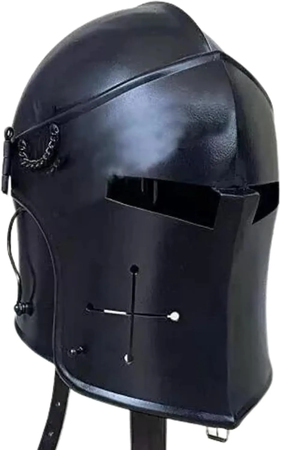 Medieval Black Barbuta Helmet, Brushed Steel Medieval Knight Helmet Adult for Men