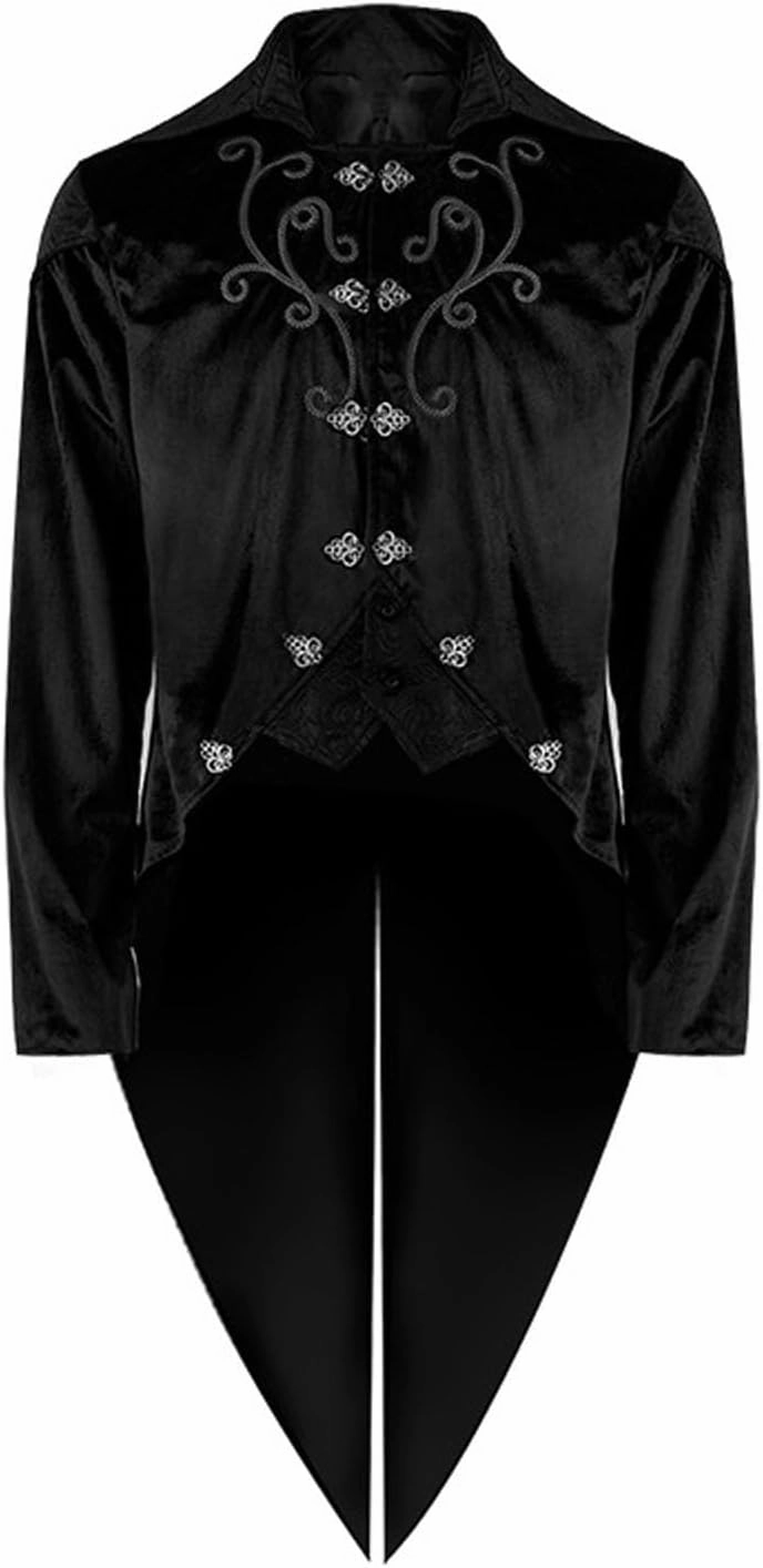 Men's Gothic Tailcoat Steampunk Retro Tail Coat Medieval Victorian Vintage Jacket Lapel Court Tuxedo Halloween Costume