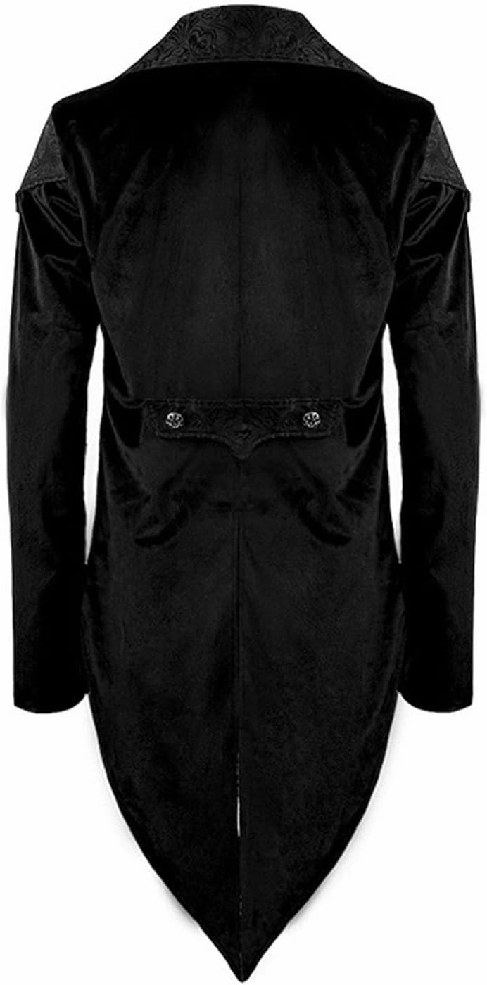 Men's Gothic Tailcoat Steampunk Retro Tail Coat Medieval Victorian Vintage Jacket Lapel Court Tuxedo Halloween Costume