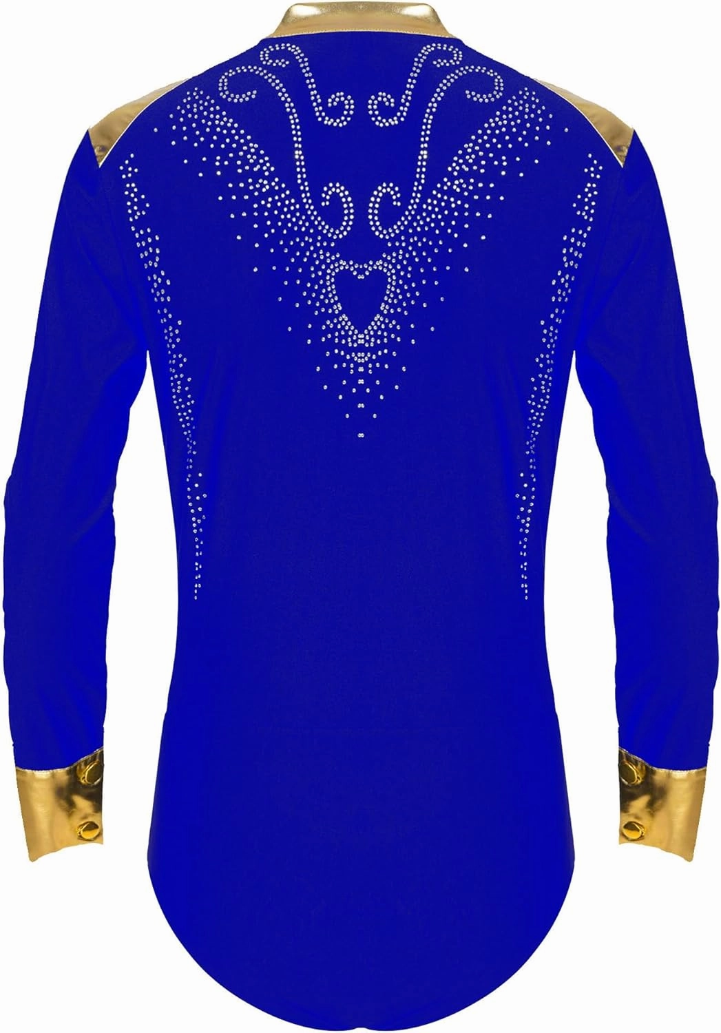 Men's Metallic V Neck Latin Chacha Samba Rumba Dance Shirt Long Sleeve Leotard Ballroom Dancewear