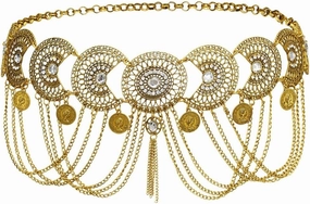 Metal Chain Waist Belt Coin Zcargel Tassel Waist Chain Ethnic Style Body Chain Adjustable Waist Accessories Alloy Rhinestones Waist Chain Fashion Cowgirl Concho Country Waist Chain Belts