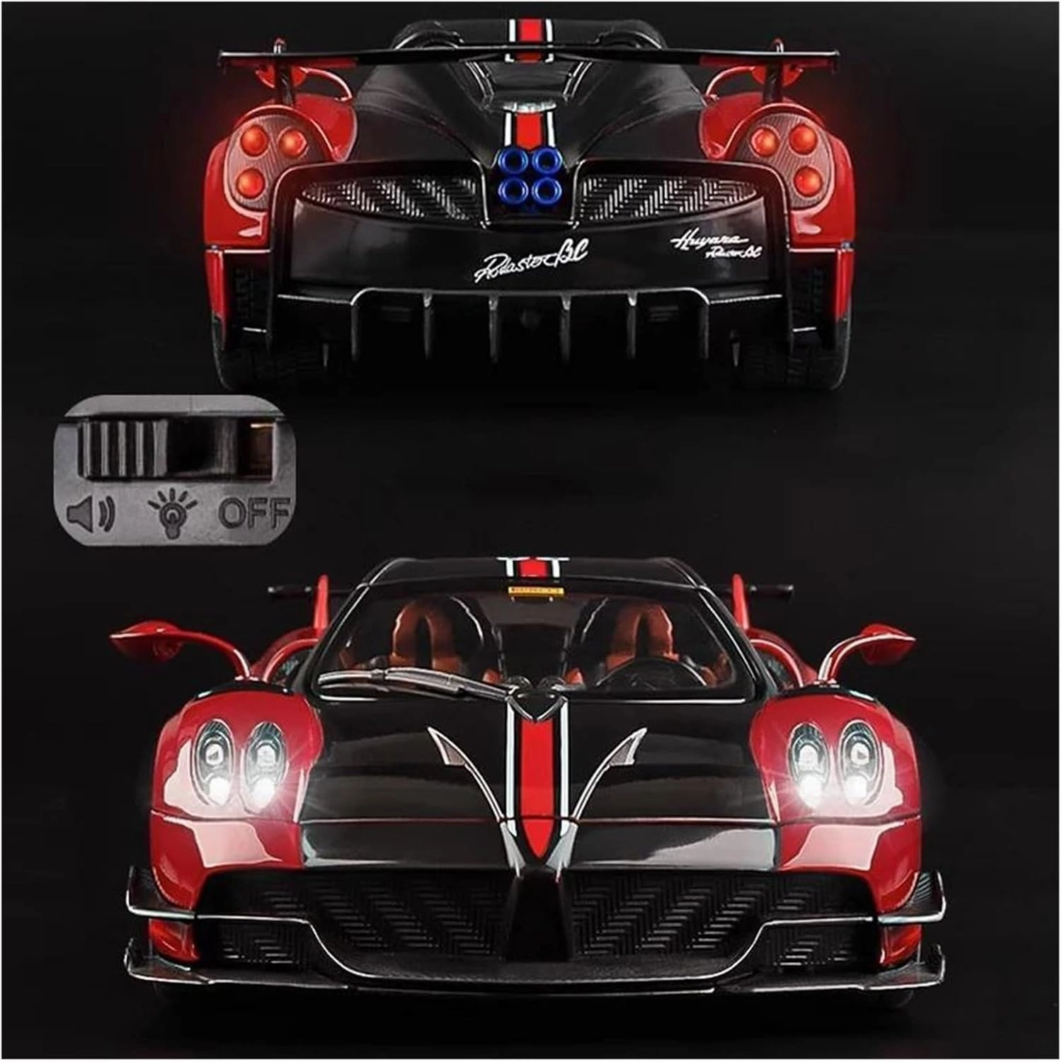 Metal Vehicles Toys 1:18 for Pagani Huayra BC Supercar Alloy Toy Car Model Play Game Vehicles with Sound and Light Home Or Office Décor(Blue)